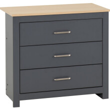 Portland 3 Drawer Chest in Grey with Oak Effect Finish