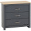Seconique Portland 3 Drawer Chest in Grey with Oak Effect Finish 1