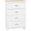 Seconique Portland 4 Drawer Chest in White with Oak Effect Finish 1