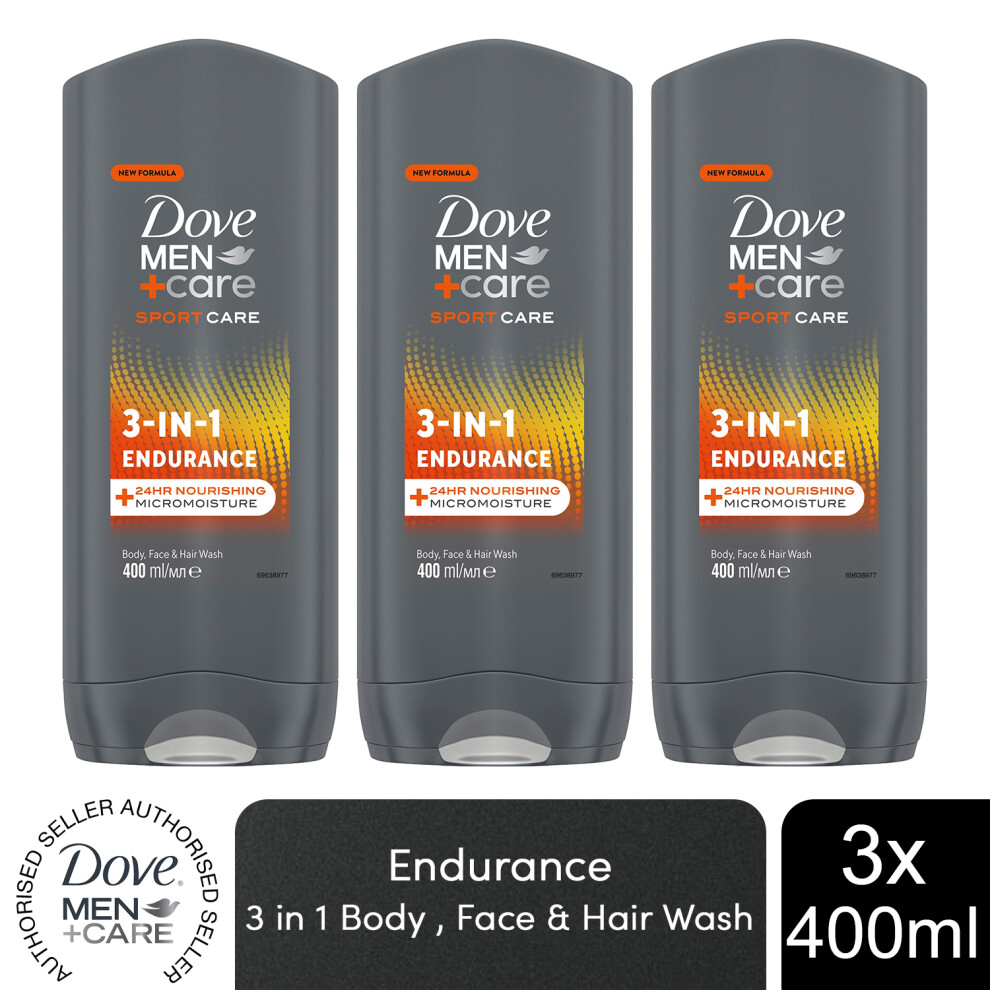 Dove Men+Care Micro Moisture Shower Gel 400ml, 3pk