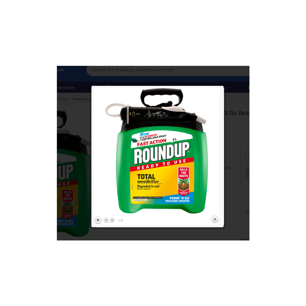 Roundup Fast Action Weedkiller Pump 'N Go Ready To Use Spray, 5 Litre