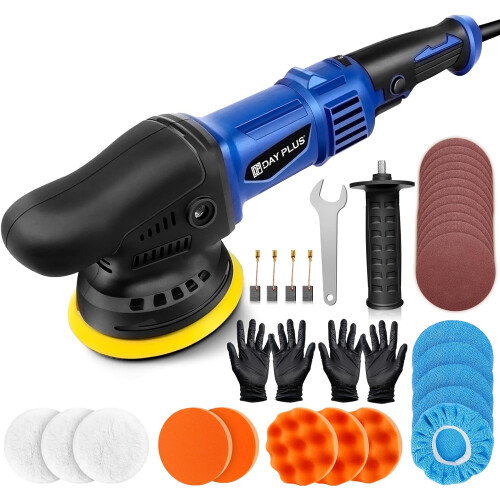 Dual Action Polisher 5-inch Buffer Polisher and Waxer, 6 Variable Speed 2800-5800 RPM, Polishing Machine Kit for Car Detailing
