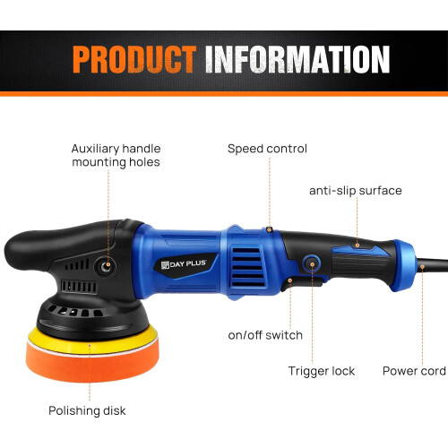 Dual Action Polisher 5-inch Buffer Polisher and Waxer, 6 Variable Speed 2800-5800 RPM, Polishing Machine Kit for Car Detailing 1