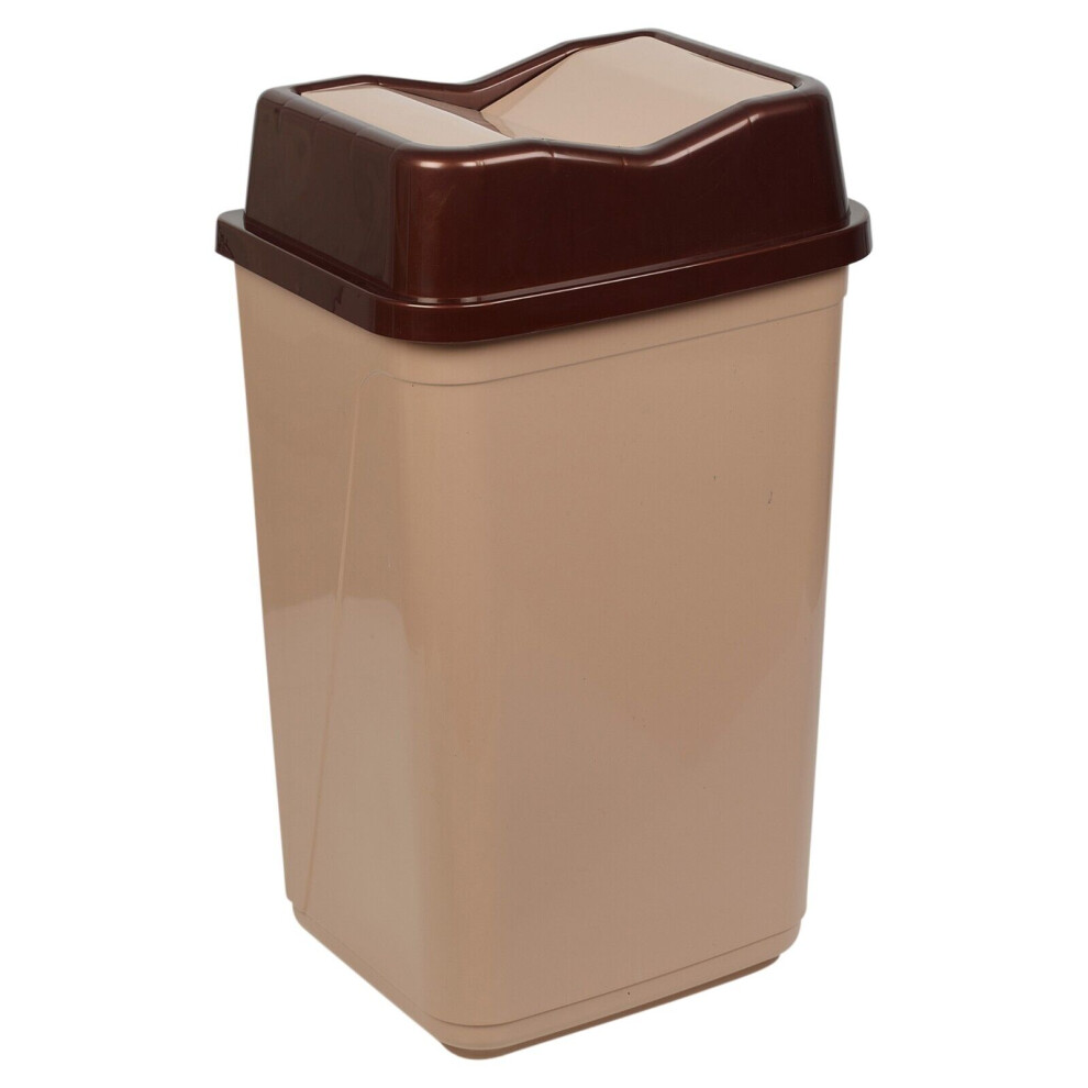 (50L Cappuccino) 5/10/20/30/50L Plastic Bin with Butterfly Lid Kitchen