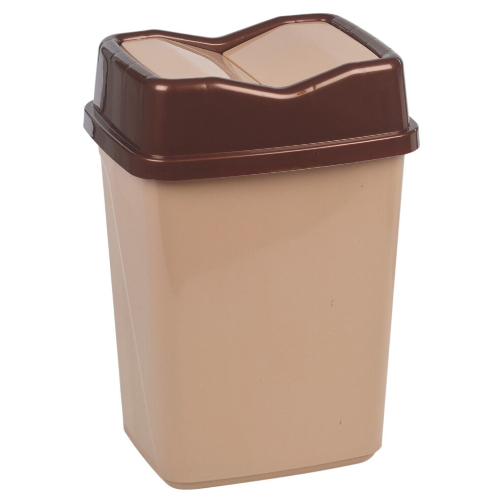 (5L Cappuccino) 5/10/20/30/50L Plastic Bin with Butterfly Lid Kitchen