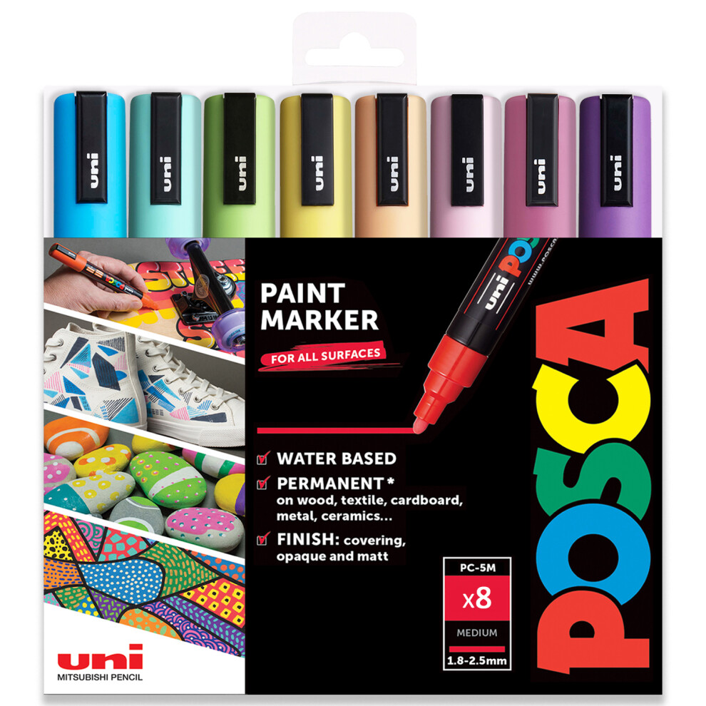 POSCA PC-5M Paint Marker Art Pens - 1.8-2.5mm - Spring Tones - 8 Pens in Gift Box