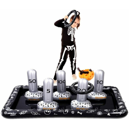 Halloween Ring Toss Game Set, Inflatable Tombstone Tossing Games