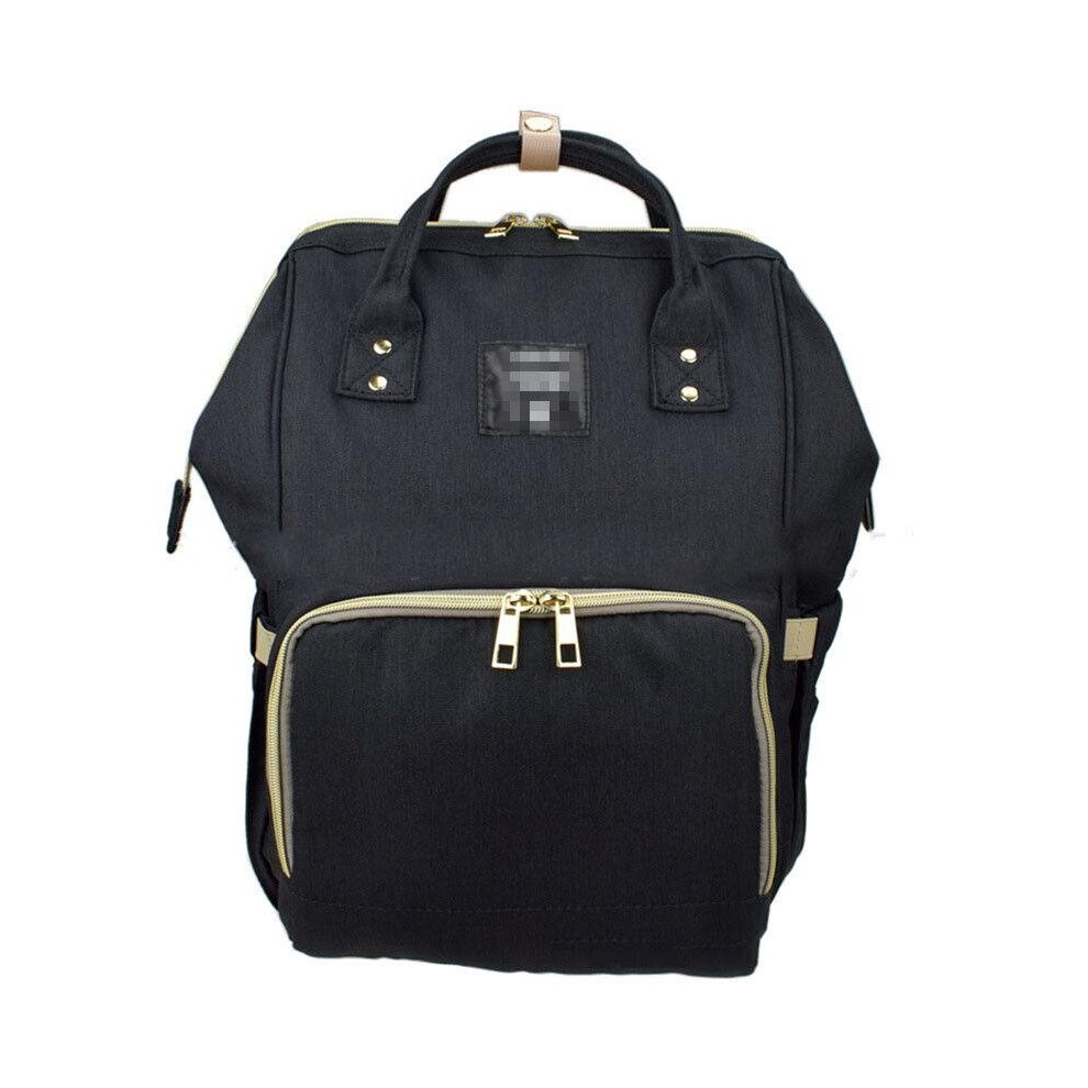 (Black) Diaper Bag Backpack MultiFunction Baby Maternity Nappy Large Capacity Waterproof