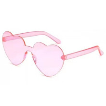 (Pink) 11 Colors Heart Shaped Love Rimless Sunglasses Transparent Candy Color Glasses