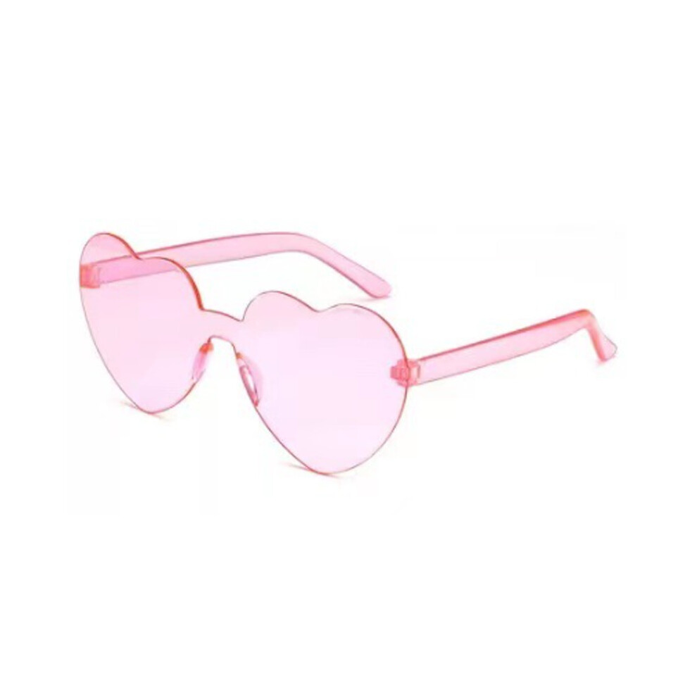 (Pink) 11 Colors Heart Shaped Love Rimless Sunglasses Transparent Candy Color Glasses