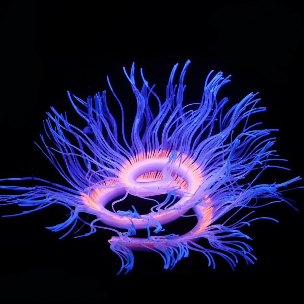 (Blue) Aquarium Fish Tank Waterplant Decor Glowing Sea Anemone Coral Plant Ornament