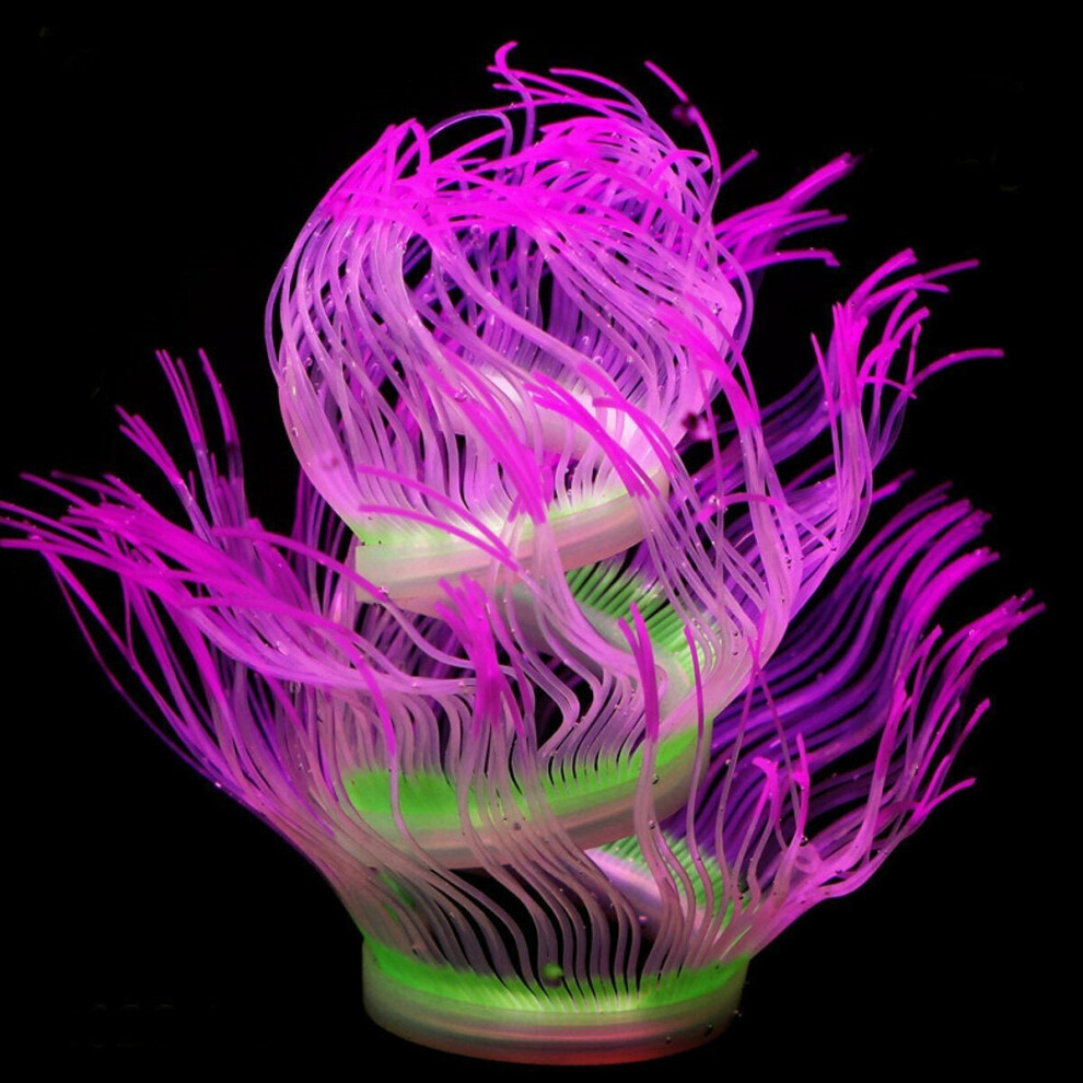 (Purple) Aquarium Fish Tank Waterplant Decor Glowing Sea Anemone Coral Plant Ornament