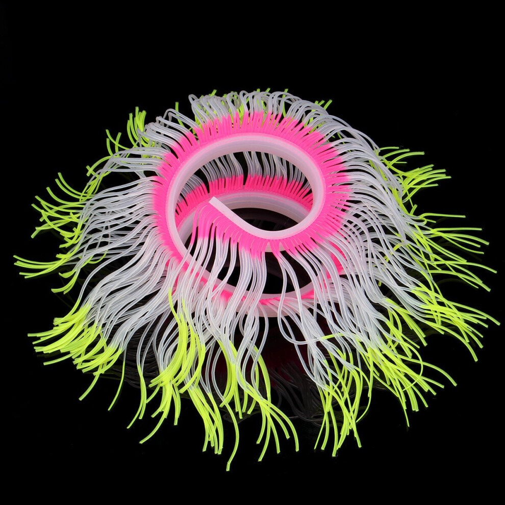 (Yellow) Aquarium Fish Tank Waterplant Decor Glowing Sea Anemone Coral Plant Ornament