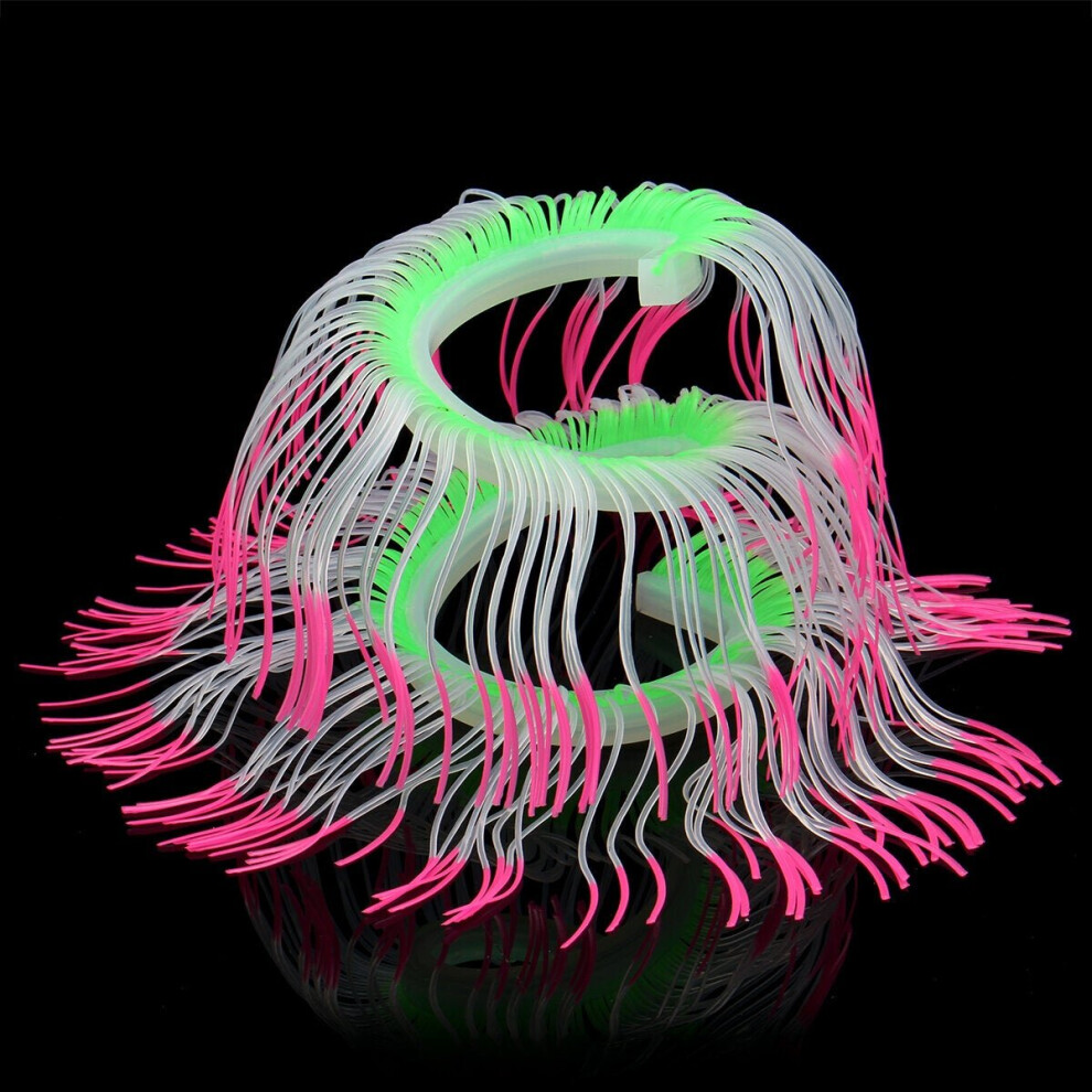 (Pink) Aquarium Fish Tank Waterplant Decor Glowing Sea Anemone Coral Plant Ornament