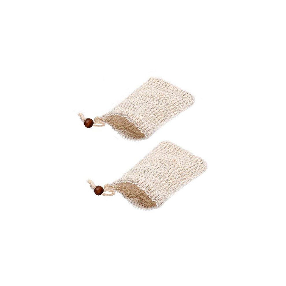 Nuoshen 2 Pcs Sisal Soap Bag, Natural Organic Soap Bag Exfoliating Soap Saver Pouch With Drawstring For Foaming, Drying Soaps, Exfoliation