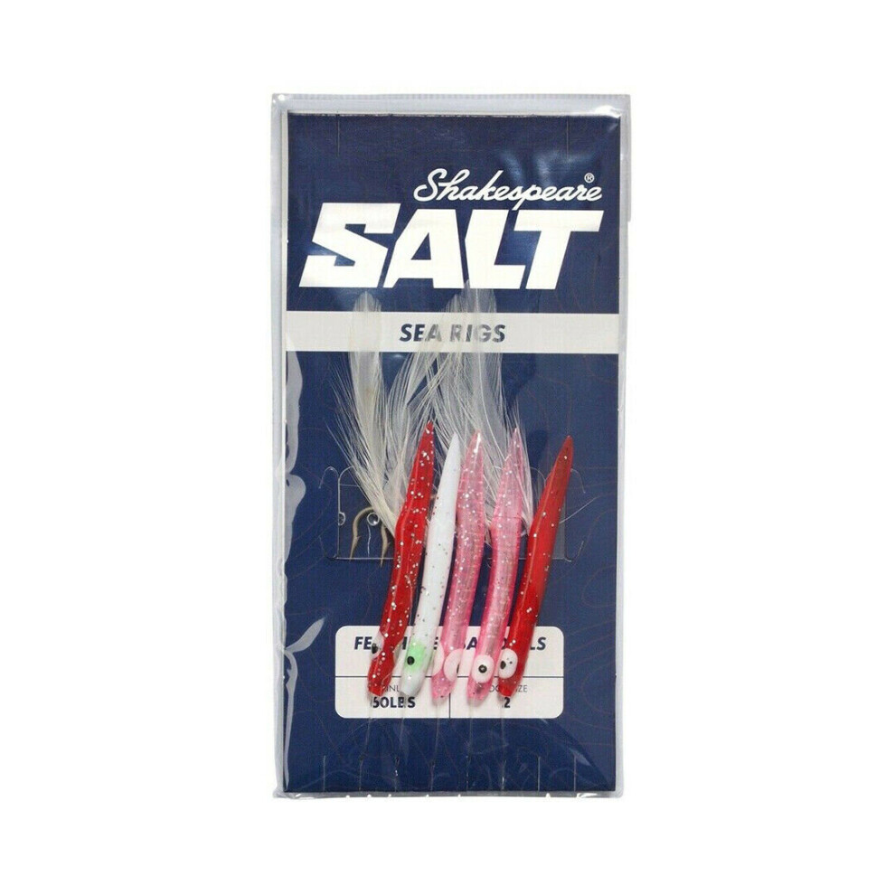 Shakespeare SALT Sea Rig Feathered Sand Eels Feathers Fishing Lures Cod Mackerel