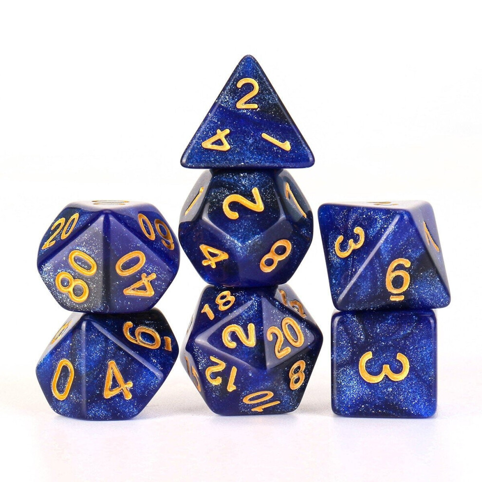 () 7Pcs Galaxy Polyhedral Dices For Dungeons Dragons Games D20 D12 D10 D8 D6 D4 +Bag