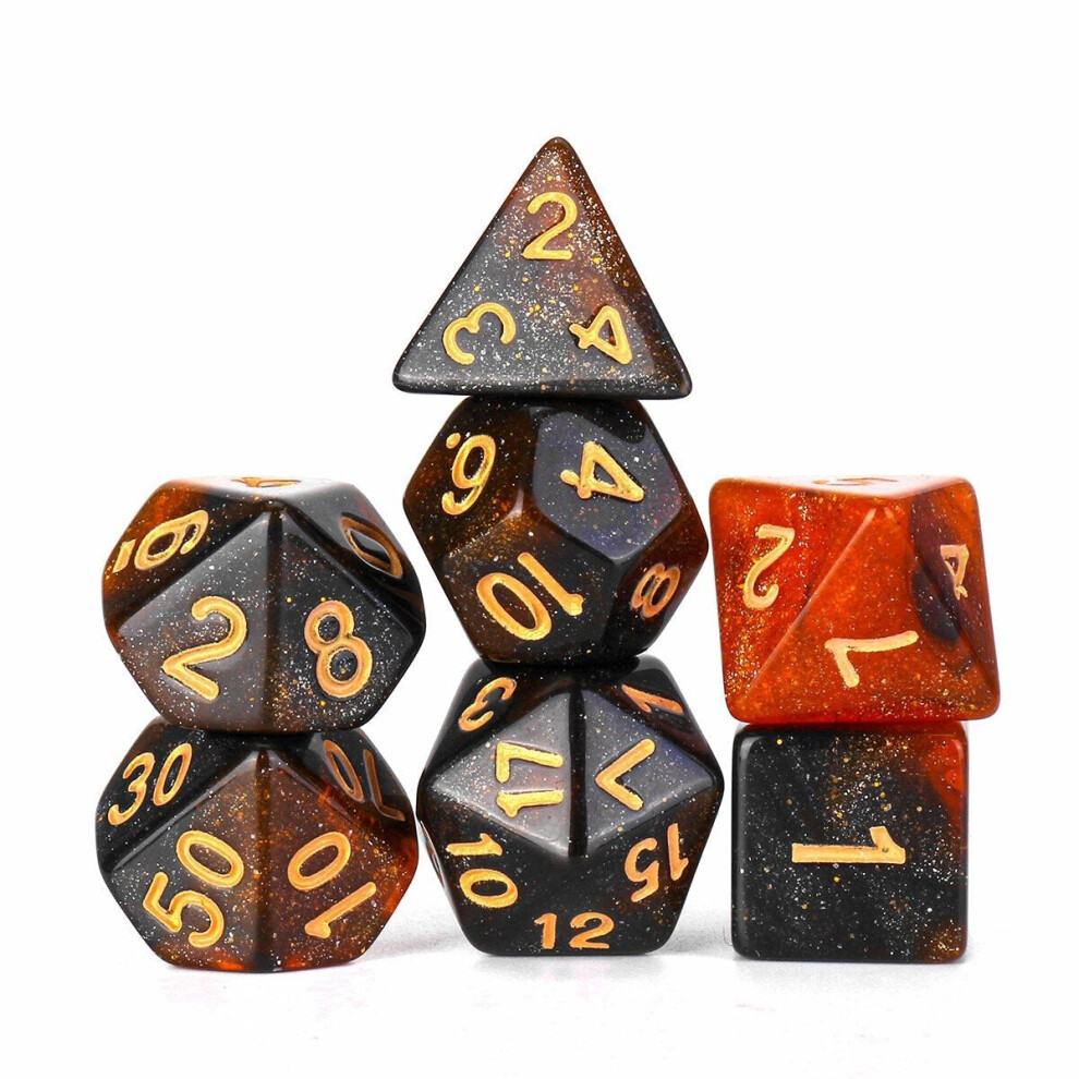 () 7Pcs Galaxy Polyhedral Dices For Dungeons Dragons Games D20 D12 D10 D8 D6 D4 +Bag