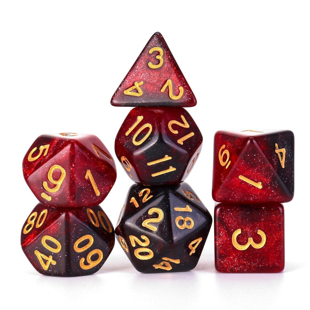 () 7Pcs Galaxy Polyhedral Dices For Dungeons Dragons Games D20 D12 D10 D8 D6 D4 +Bag