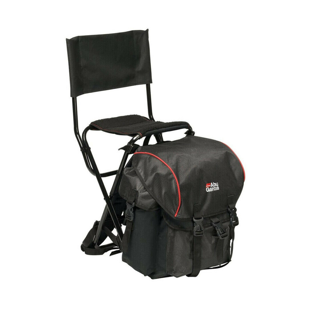 Abu Garcia Rucksack Stool with Backrest Black Rucksack Daypack Tackle Bag Coarse