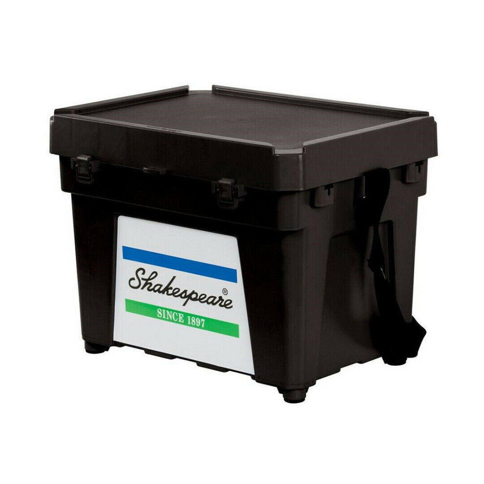 Shakespeare Fishing SeatBox Black with Strap Side Tray Coarse Carp Ground Bait