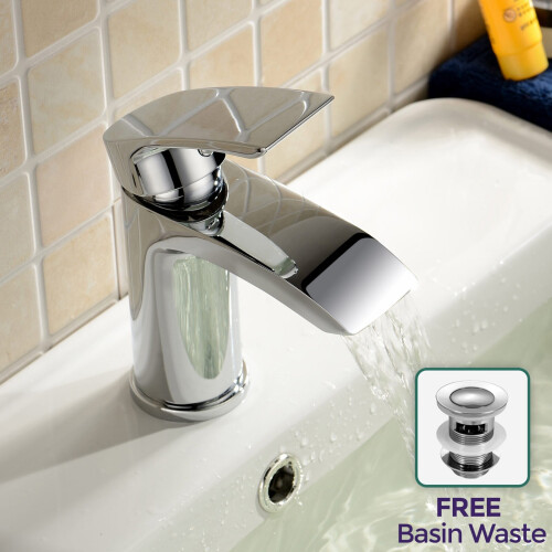 NES Home Libra Waterfall Basin Mono Mixer Tap Chrome