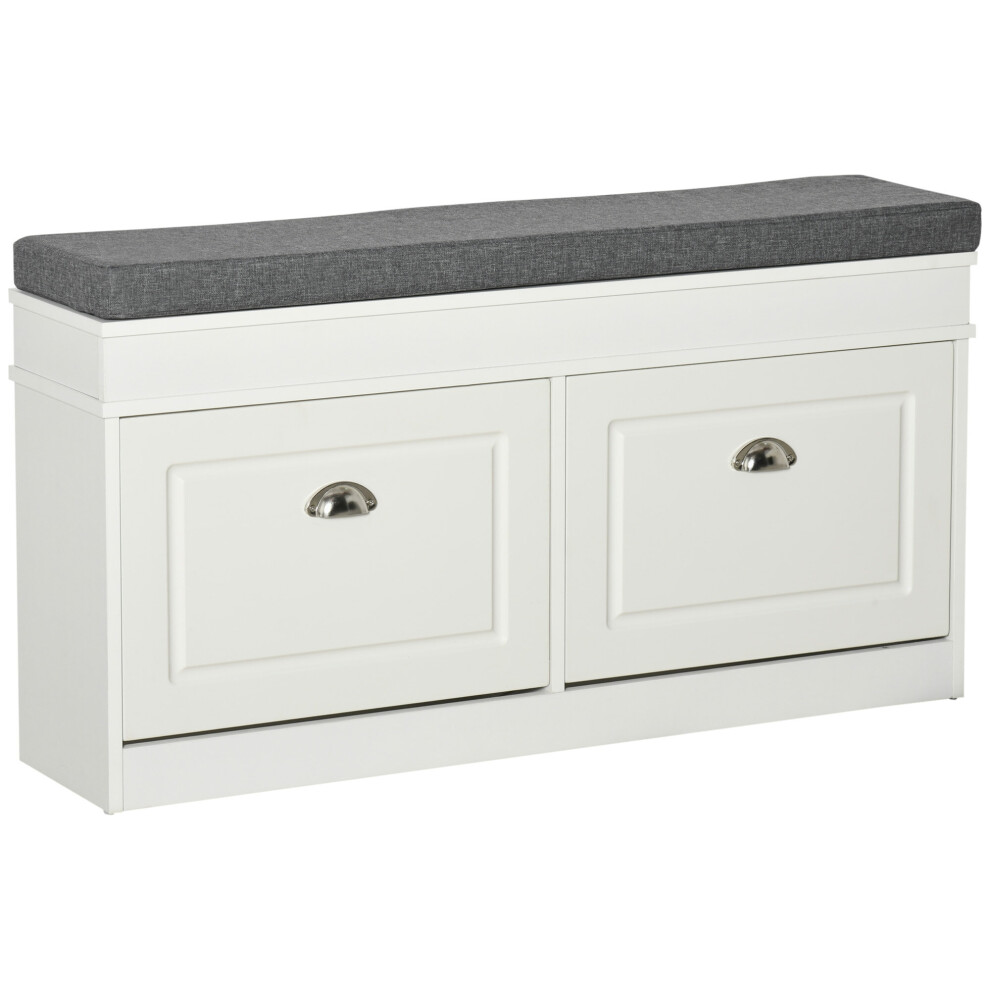 HOMCOM Shoe Storage Bench Seat Cushion, Cabinet Organizer W/ Drawers