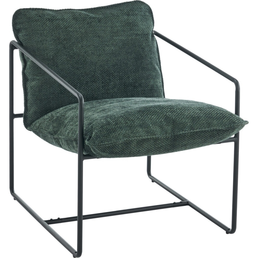 Tivoli Occasional Chair Black Metal Frame with Green Fabric