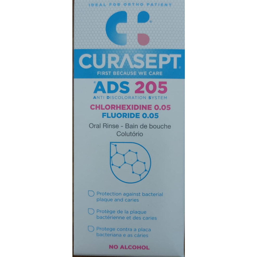 Curasept ADS 205 0.05% Chlorhexidine Fluoride Mouth Rinse 200ml X 3