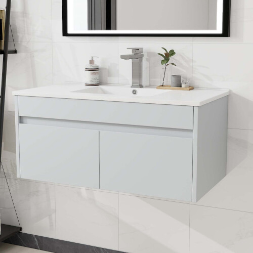900mm Bathroom Vanity Unit & Basin Sink 100% Waterproof Cabinet with Drawer