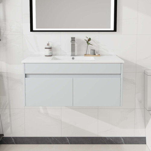 900mm Bathroom Vanity Unit & Basin Sink 100% Waterproof Cabinet with Drawer 1