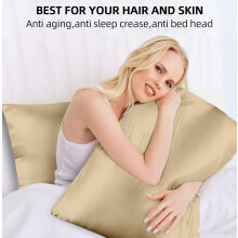 (Champaign Gold) Satin Silk Pillowcases Pair Luxury Anti Allergic & Anti Hair fall Pillow Shams