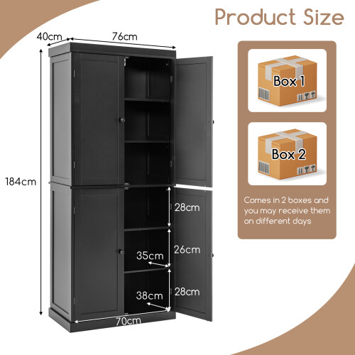 Costway Kitchen Sideboard Freestanding Cupboard Pantry Cabinet with 4 Doors 1