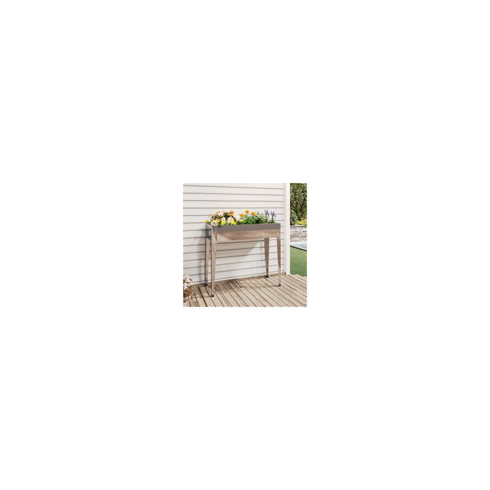Vidaxl Garden Planter 100.5X40.5x90 Cm Galvanised Steel Outdoor Raised Bed