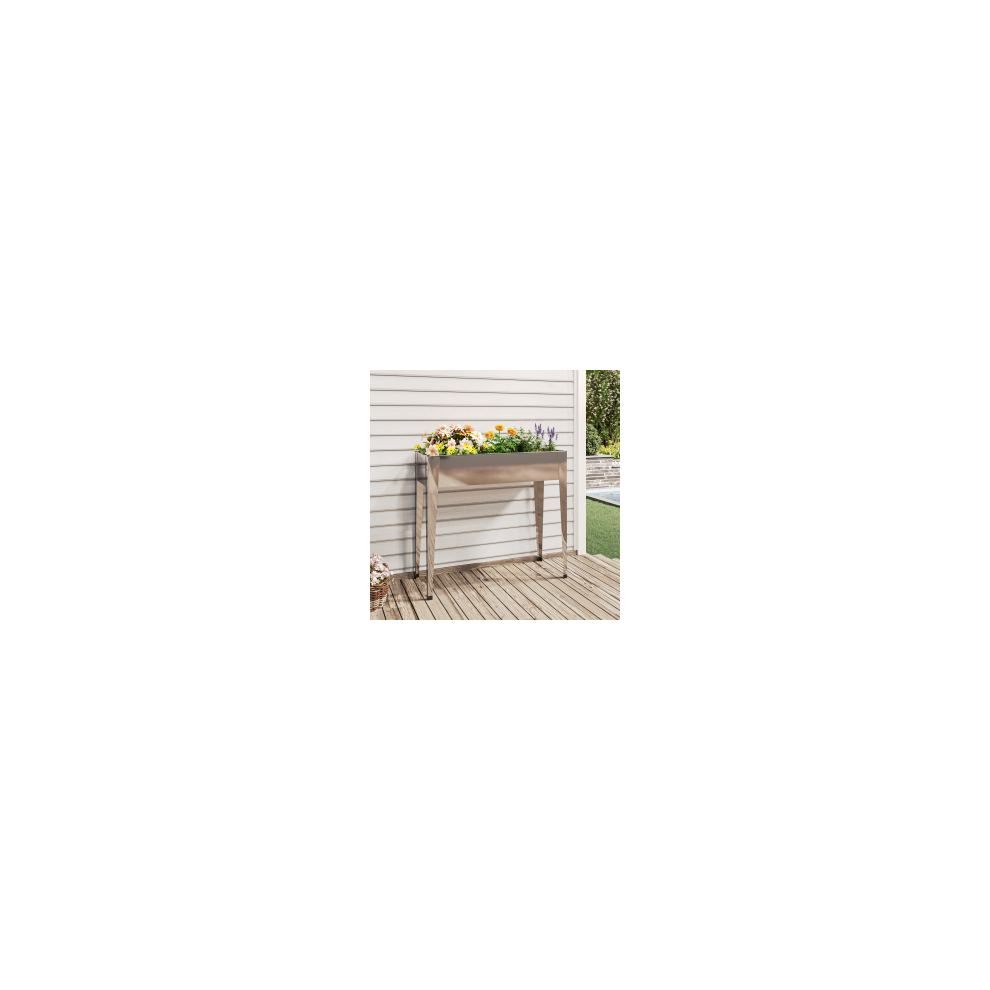 vidaXL Garden Planter 100.5x40.5x90 cm Galvanised Steel Outdoor Raised Bed