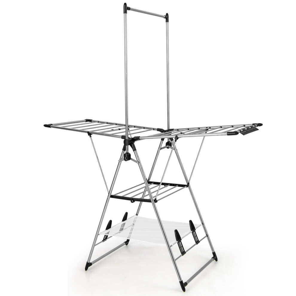 Costway Clothes Drying Rack Aluminium Gullwing Style Rack 6-Level Adjustable Height