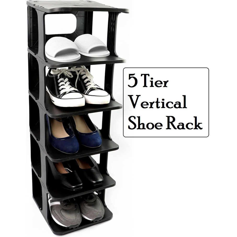 5 Tier Vertical Shoe Rack Space-Saving Organiser
