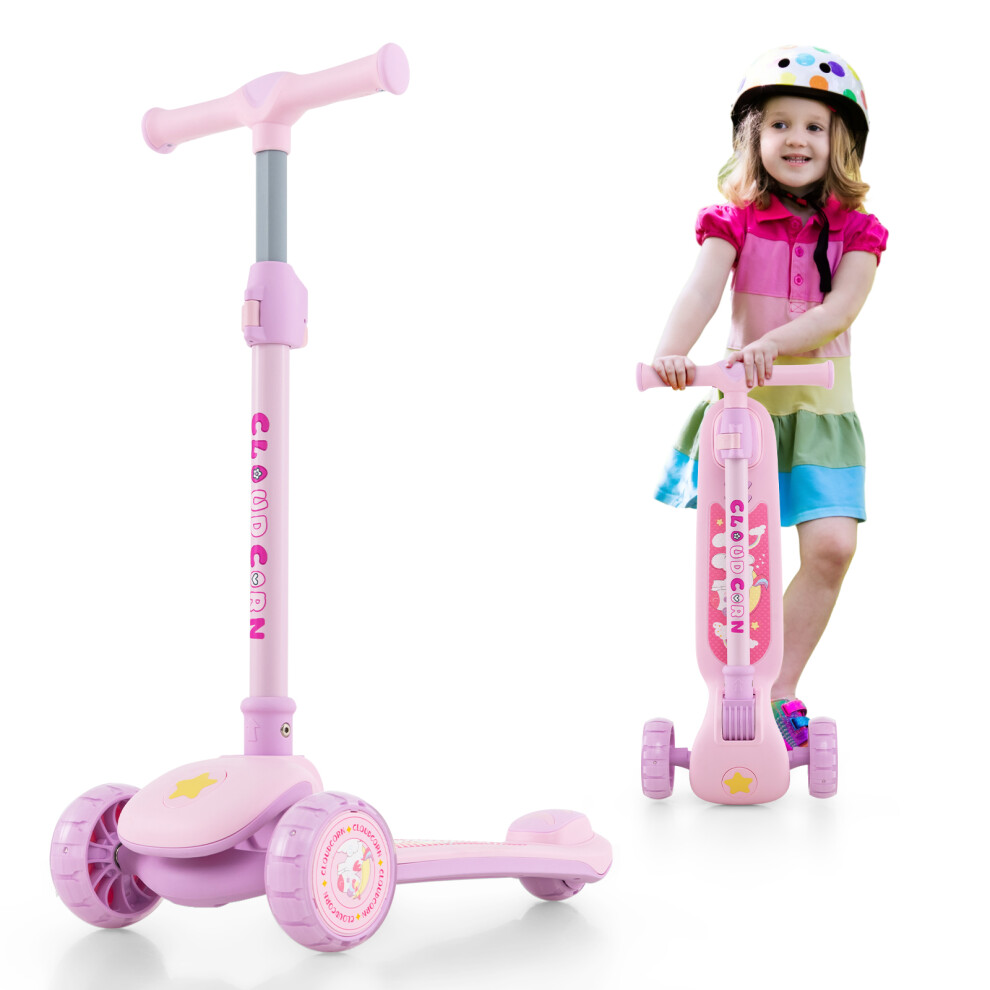 Folding Children's Scooter W/ LED Lighted Wheels & Rear Brake