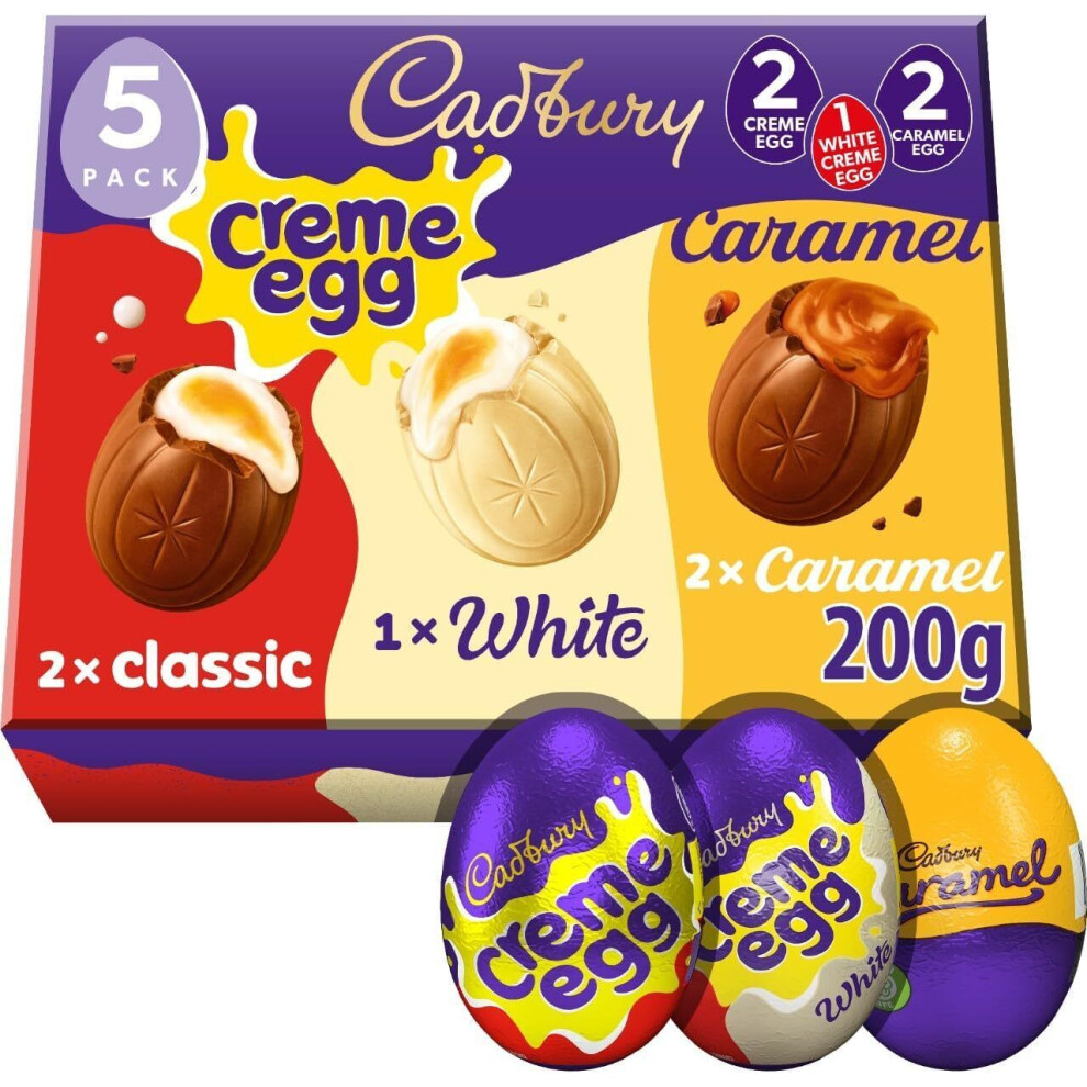 Cadbury Mixed White, Caramel and Creme Easter Egg 5 Pack - 200g