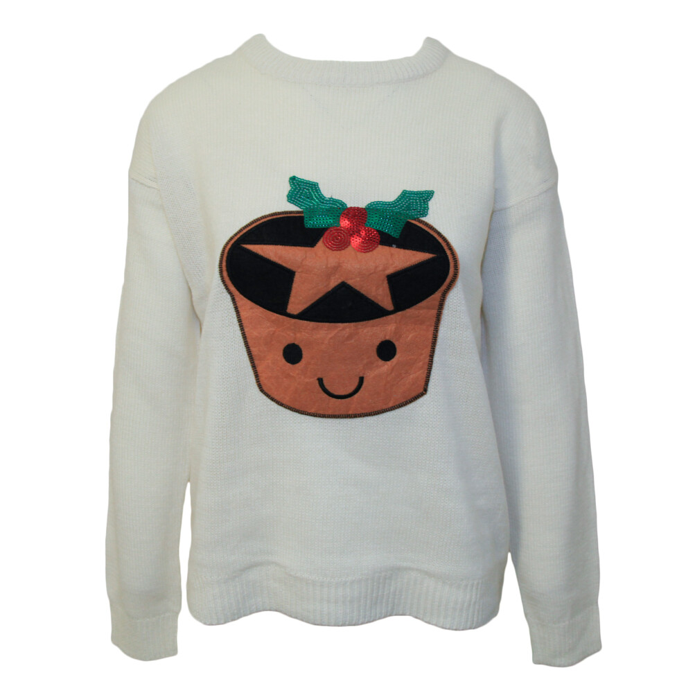 (S, Cream) Brave Soul Womens/Ladies Mince Pie Christmas Jumper
