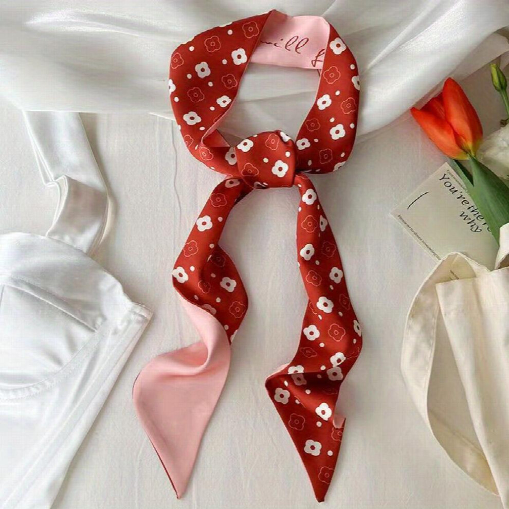 Hearr Print Scarves Headband Flower Pattern Ribbon Hair Scarf Sweet Neck Scarf Hair Accessories For Braids Ponytail Holder Women-image-OPC-PC2GR7M-NEW