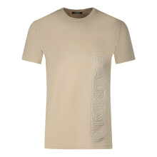 (M) Balmain Brand Embossed Logo Sand T-Shirt