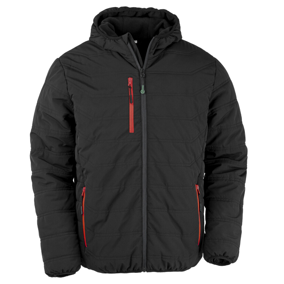 (L, Black/Red) Result Genuine Recycled Mens Compass Padded Winter Jacket