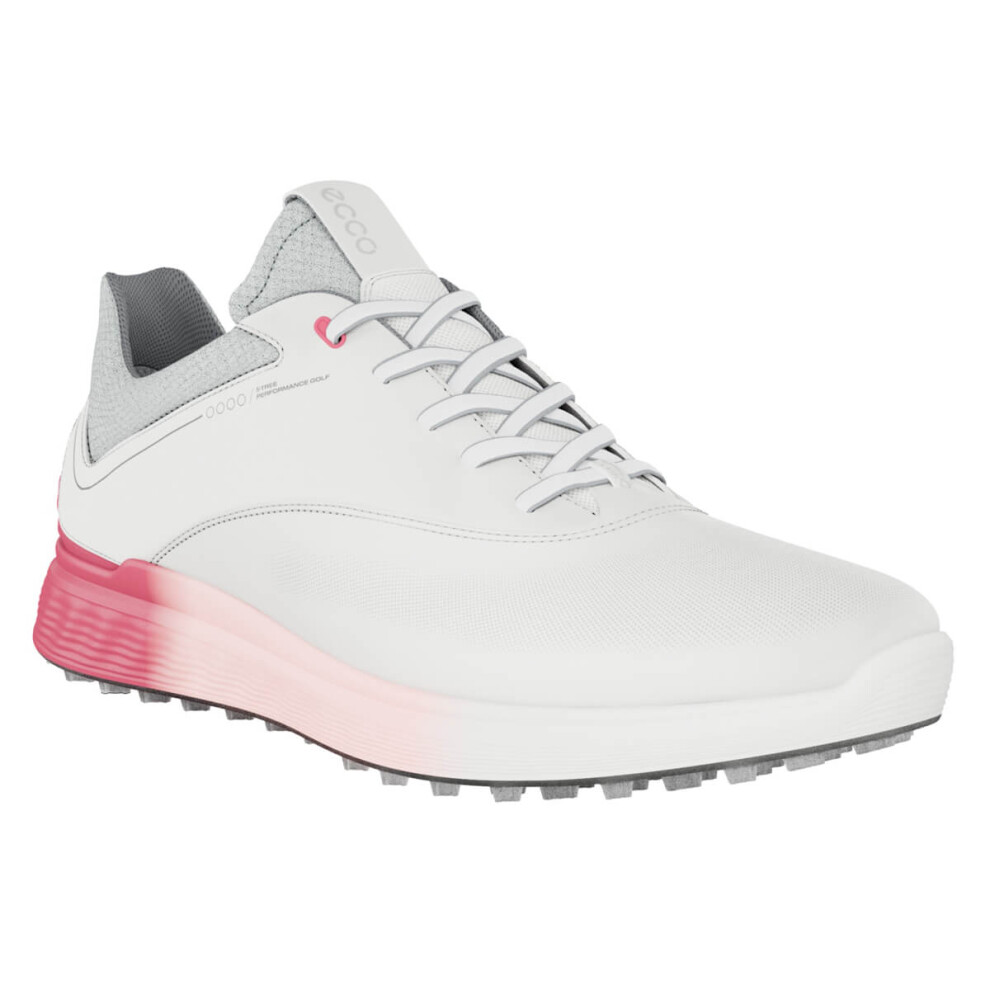 (UK 5-5.5, White/Bubblegum) Ecco Womens W S-Three Leather Waterproof Breathable Spikeless Golf Shoes