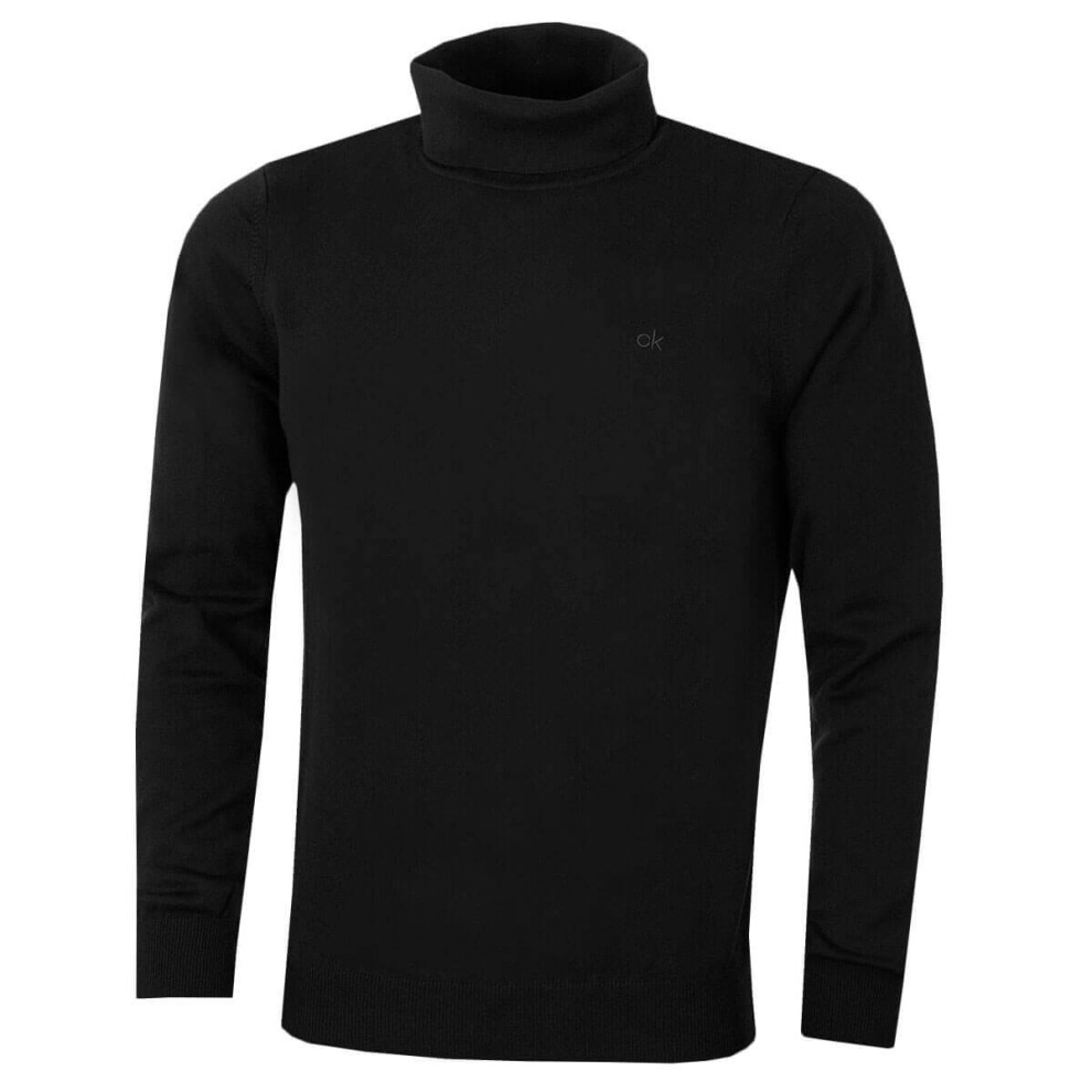 (4XL, Black) Calvin Klein Mens 2022 CK Roll Neck Rib Knit Durable Sweater