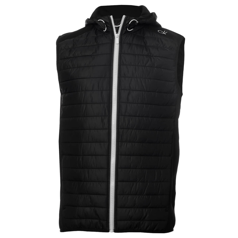 (L, Black) Calvin Klein Mens 2021 Redwood Hooded Hybrid Lightweight Gilet