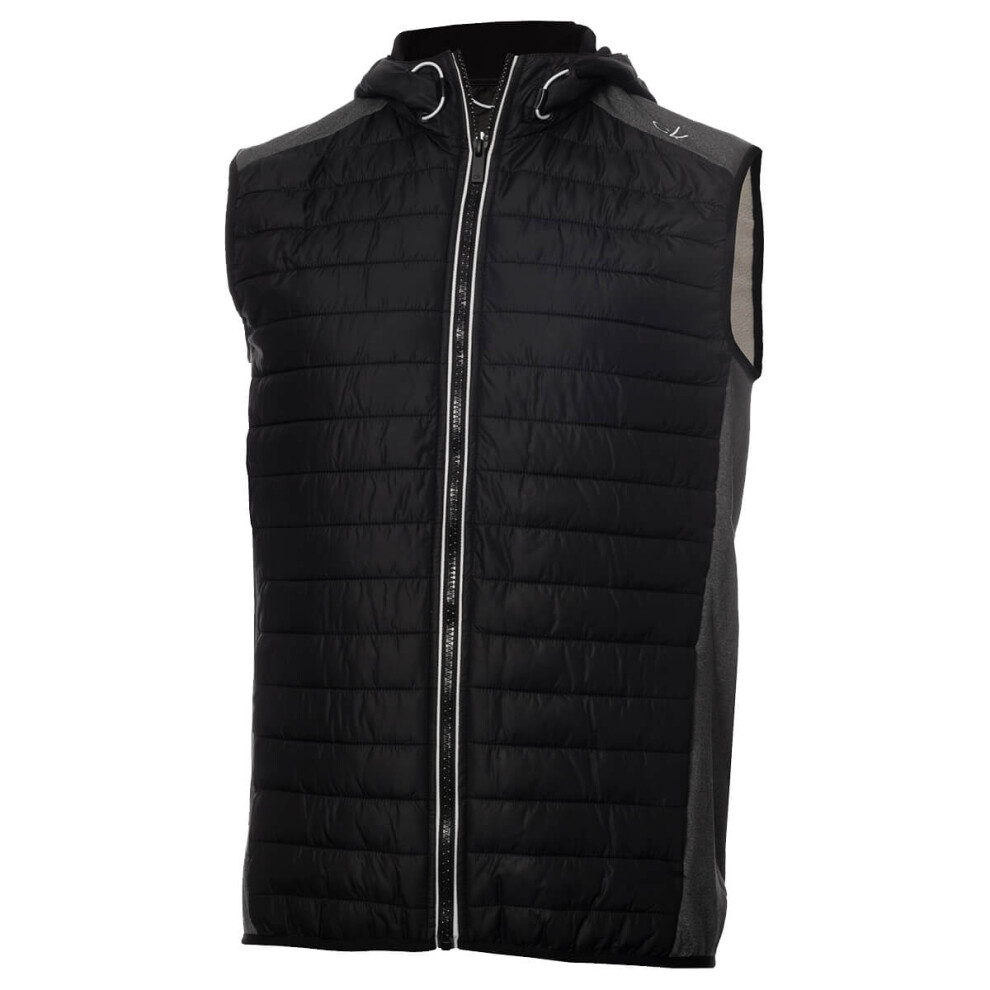 (S, Charcoal Marl) Calvin Klein Mens 2021 Redwood Hooded Hybrid Lightweight Gilet