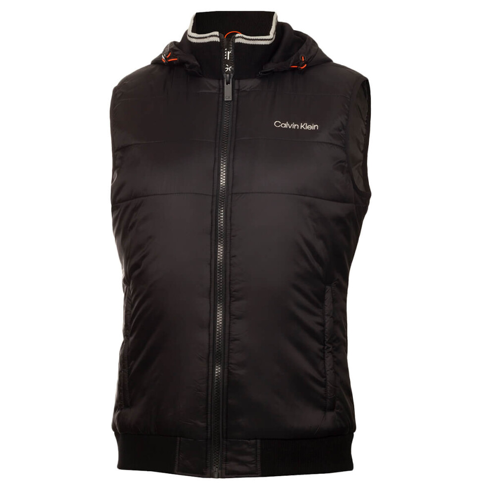 (S, Black) Calvin Klein Mens 2023 Somme Valley Hybrid Water Resistant Thermal Golf Gilet