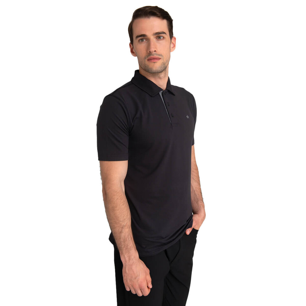 (S, Black) Calvin Klein Mens 2021 Breeze Moisture Wicking Lightweight Polo Shirt