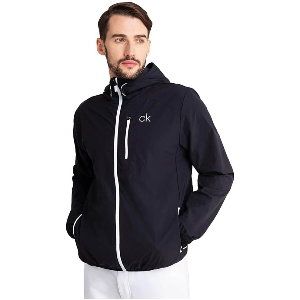 (M, Black) Calvin Klein Mens 2021 24/7 UltraLite Water Repellent Hooded Stretch Golf Jacket